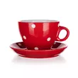 Kép 2/2 - Piros pöttyös csésze alátéttel 290 ml
