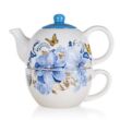 Kék virág teáskanna csészével 360+330ml
