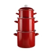 Kép 2/3 - Piros zománcos fazék, fedővel 10.4 l (26 cm)