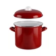 Kép 1/3 - Piros zománcos fazék, fedővel 10.4 l (26 cm)