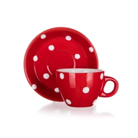 Piros pöttyös csésze alátéttel 100 ml