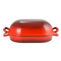 Kúpos piros zománcozott öntöttvas kacsasütő