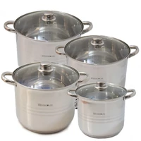 Rozsdamentes fazék készlet 8 részes  (9 - 13.5 - 16.3 - 18.5 L )