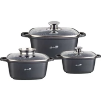 Szögletes fekete sütőtál és edénykészlet 6+6 részes