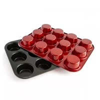 Piros metál muffin sütőforma 12 részes
