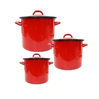 Piros zománcos fazékkészlet 4-8-15 liter