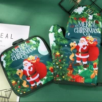 Karácsonyi mintás konyhai kesztyű, alátéttel