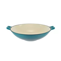 Kék zománcozott öntöttvas wok 37 cm