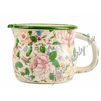 Virágmintás zománcos öblös bögre 1 liter