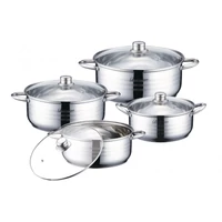 Rozsdamentes lábas készlet  darabos (6l - 7.5l - 9l - 11.5 liter)