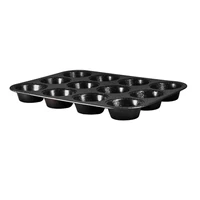 Fekete metál muffin sütőforma 12 részes