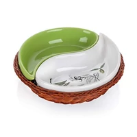 Olíva kínálótál kosárban 2 részes  20.5cm