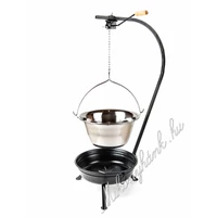 Fekete Tűzteres állvány+10 literes rozsdamentes bogrács 1mm szett (2részes)