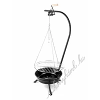 Fekete tűzteres állvány + grillrács 50 cm