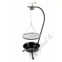 Fekete tűzteres állvány + grillrács 48 cm (magyar termék)