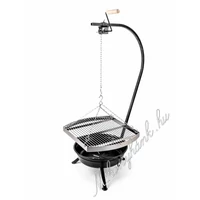 Fekete tűzteres állvány + 55cm x 50cm grillrács (magyar termék)