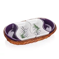 Levendula 4részes tálaló készlet kosárban