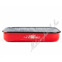 Zománcozott piros cirmos tepsi 41.5cm x 27.5cm