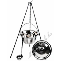 10 literes rozsdamentes bogrács(0.6 mm)+100cm állvány szett(5részes)