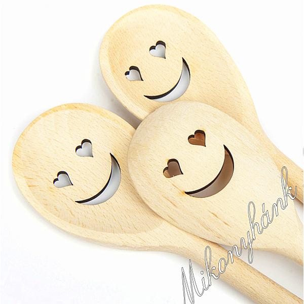 Mosoly+Szív fakanál 35 cm
